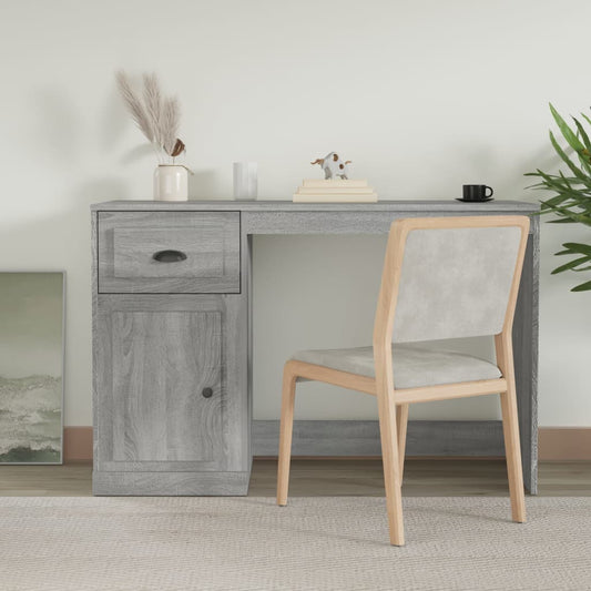 Escritorio con Cajón Gris Sonoma 115x50x75 cm Madera Sintética