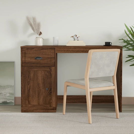 Escritorio con Cajón Roble Marrón 115x50x75 cm Madera Sintética
