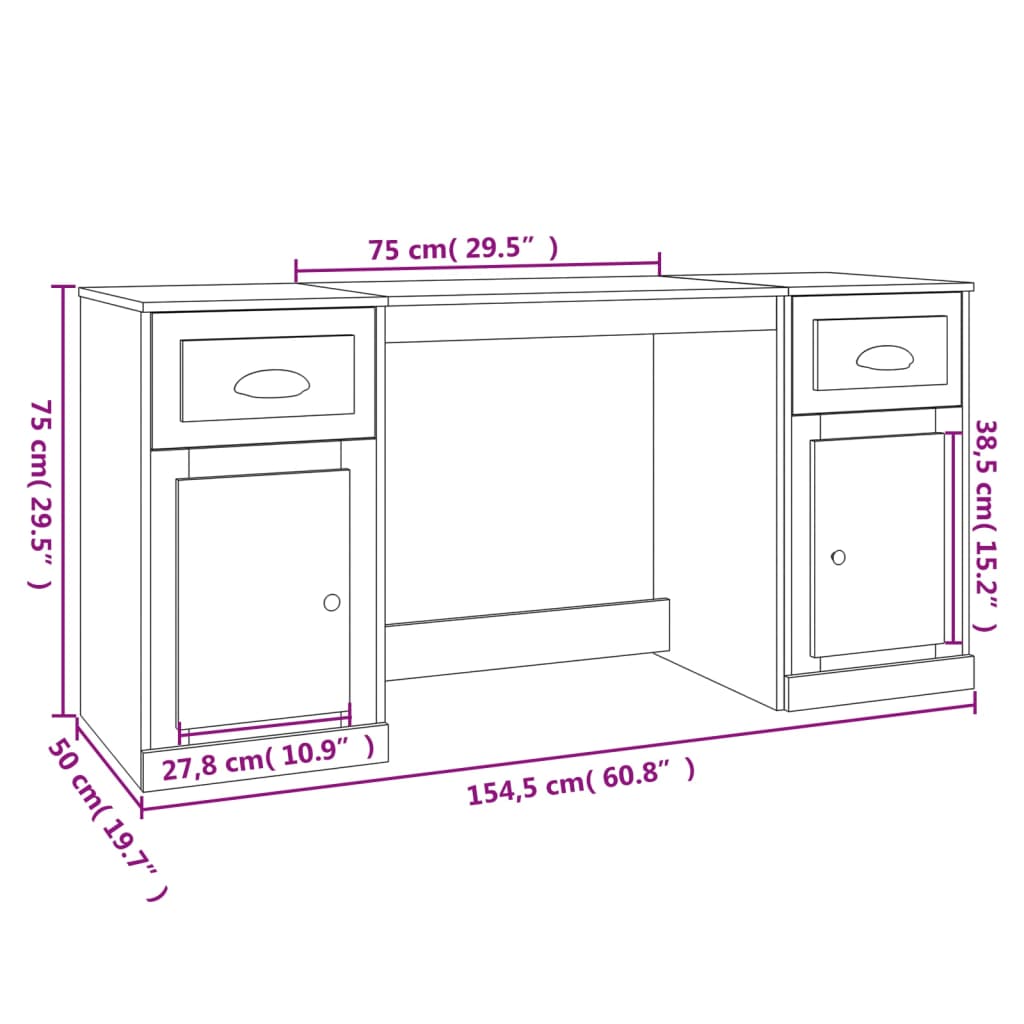 Desk with Cabinet Grey Sonoma Engineered Wood