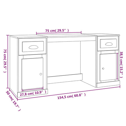 Desk with Cabinet Grey Sonoma Engineered Wood