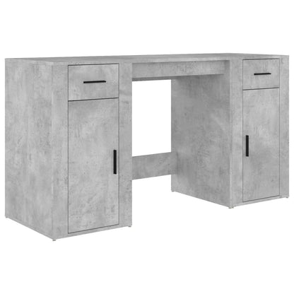 Desk with Cabinet Concrete Grey Engineered Wood