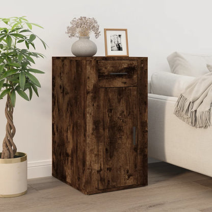Bureau avec armoire en bois d'ingénierie en chêne fumé