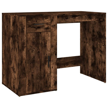Bureau avec armoire en bois d'ingénierie en chêne fumé