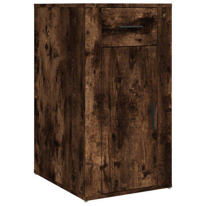 Bureau avec armoire en bois d'ingénierie en chêne fumé