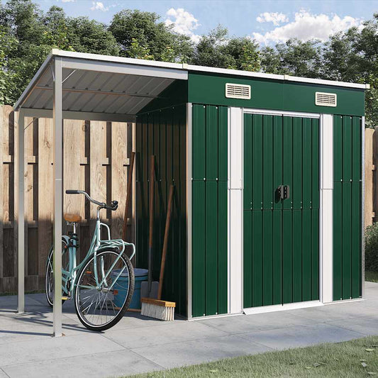 Garden Shed With Extended Roof 277X107X181 Cm Steel