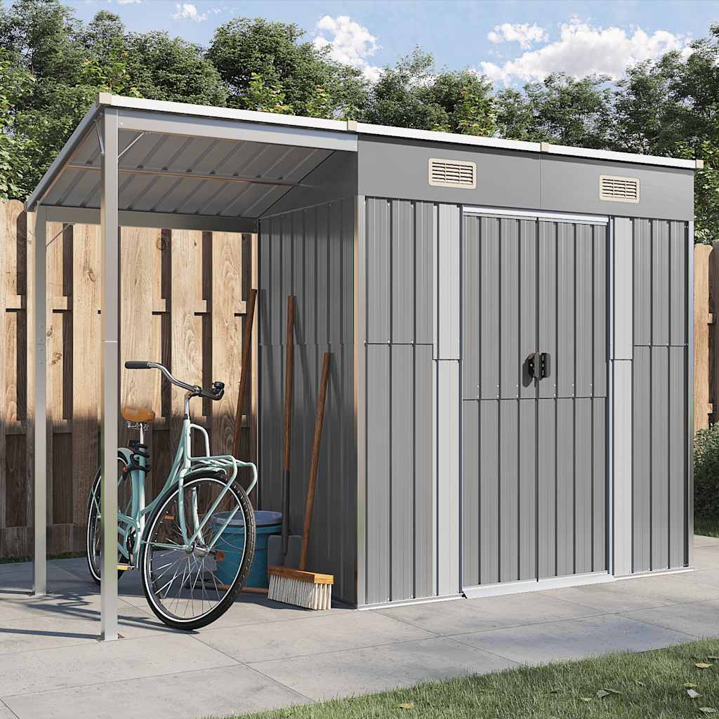 Garden Shed With Extended Roof 277X107X181 Cm Steel