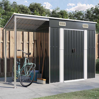 Garden Shed With Extended Roof 277X107X181 Cm Steel