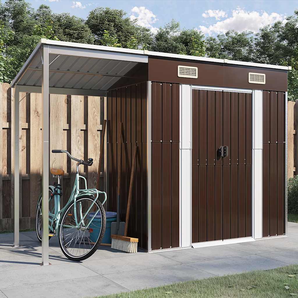 Garden Shed With Extended Roof 277X107X181 Cm Steel