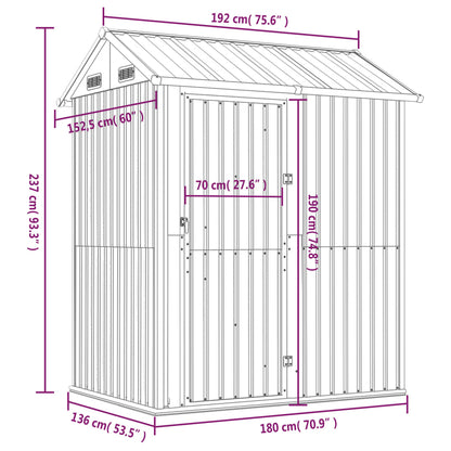 Garden Shed 192X152.5X237 Cm Galvanised Steel