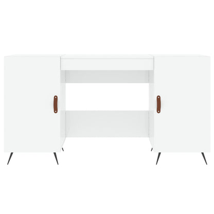 Desk High Gloss White 140x50x75 cm Engineered Wood