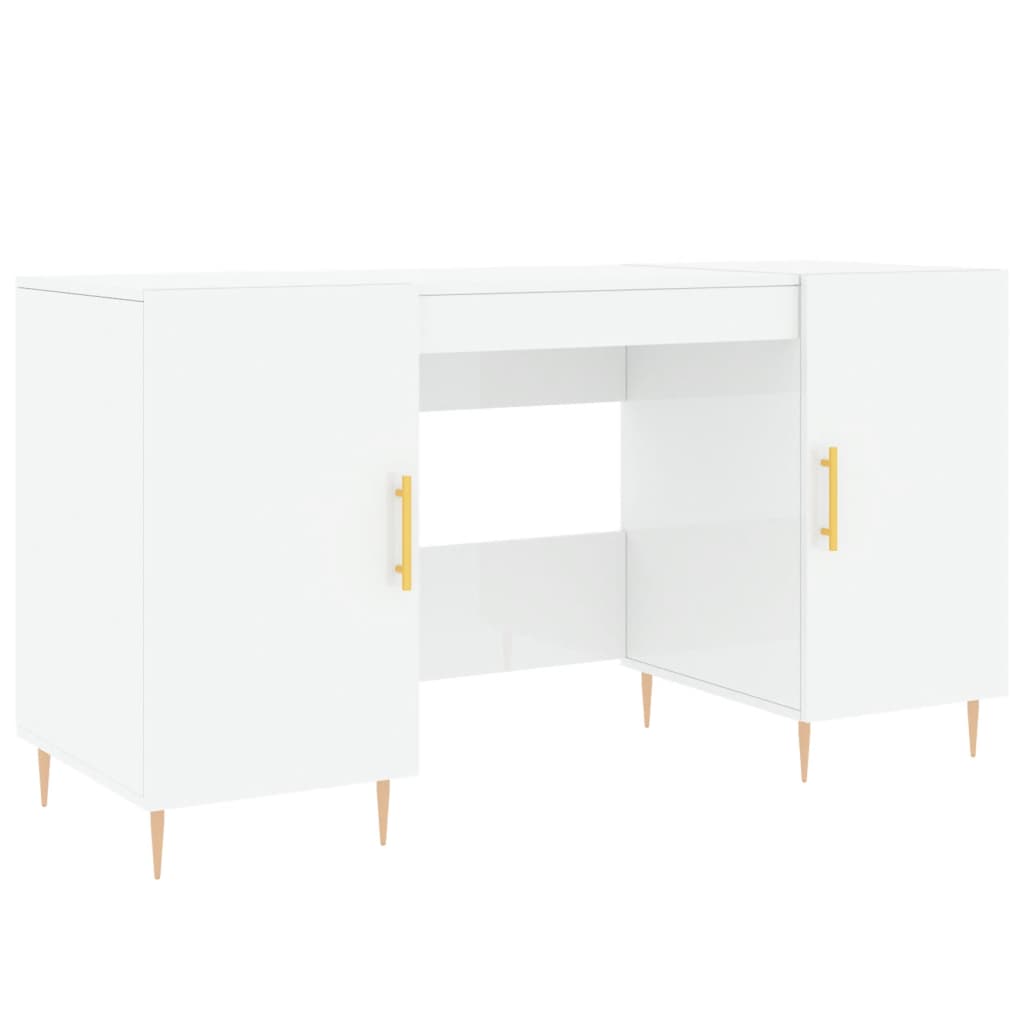 Desk High Gloss White 140x50x75 cm Engineered Wood