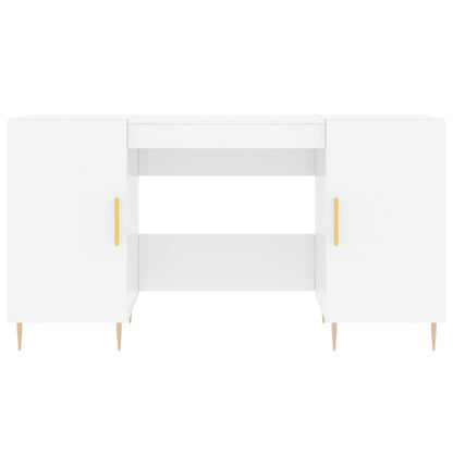Desk High Gloss White 140x50x75 cm Engineered Wood