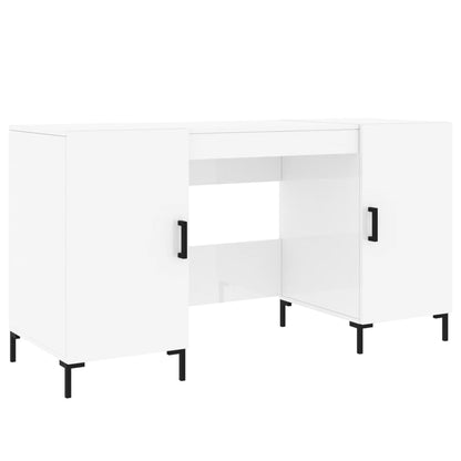 Desk High Gloss White 140x50x75 cm Engineered Wood