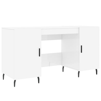Desk High Gloss White 140x50x75 cm Engineered Wood