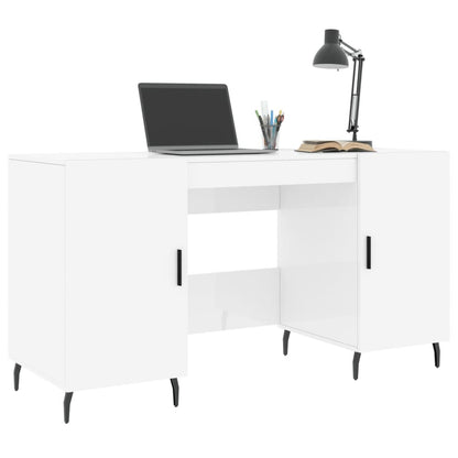 Desk High Gloss White 140x50x75 cm Engineered Wood