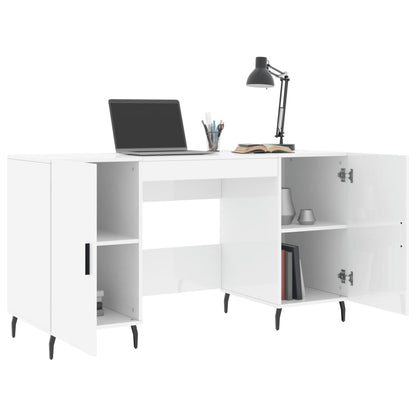 Desk High Gloss White 140x50x75 cm Engineered Wood