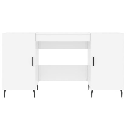 Desk High Gloss White 140x50x75 cm Engineered Wood