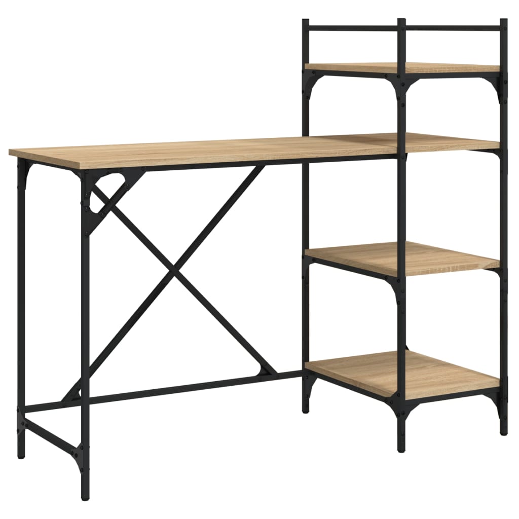 Computer Desk with Shelves Sonoma Oak 120x47x109 cm