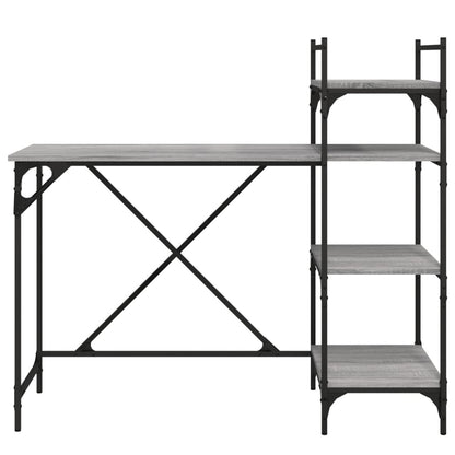 Bureau d'ordinateur avec étagères Gris Sonoma 120x47x109 cm