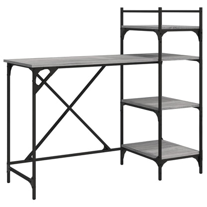 Bureau d'ordinateur avec étagères Gris Sonoma 120x47x109 cm