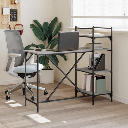 Bureau d'ordinateur avec étagères Gris Sonoma 120x47x109 cm