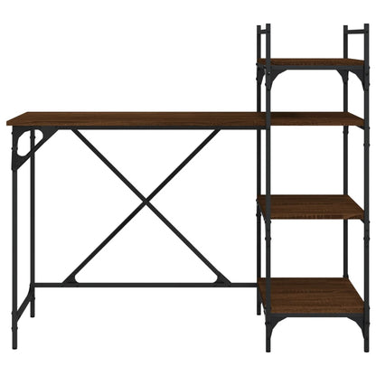 Bureau d'ordinateur avec étagères en chêne marron 120x47x109 cm