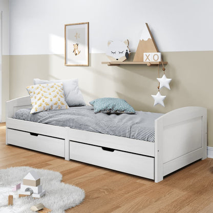 Day Bed With 2 Drawers Without Mattress Irun White&Pink 90X200 Cm
