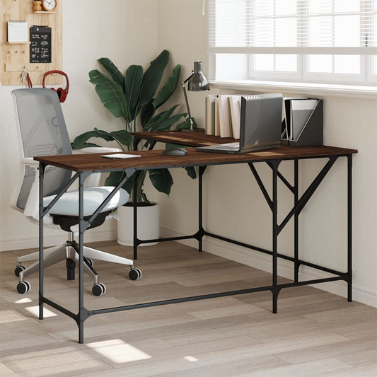 Bureau Chêne Brun 149x149x75 cm Bois Contrecollé