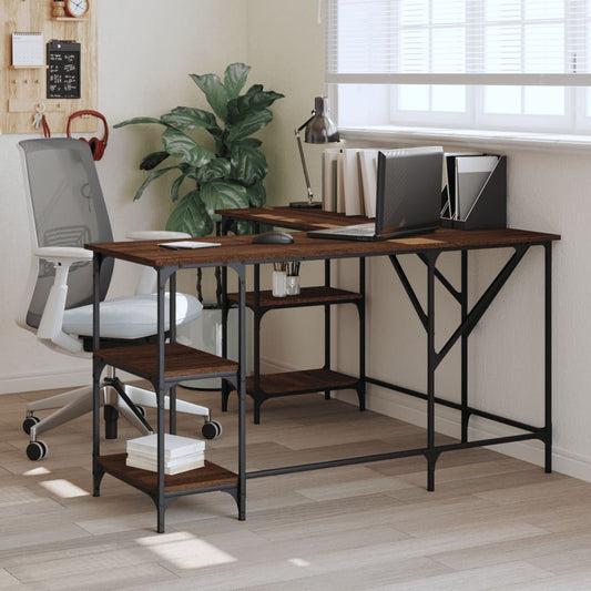 Bureau Chêne Brun 139x139x75 cm Bois Contrecollé