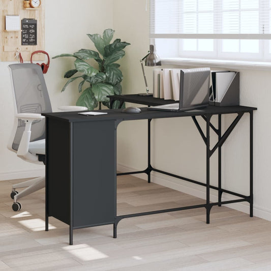 Bureau Noir 141x141x75 cm Bois d'ingénierie