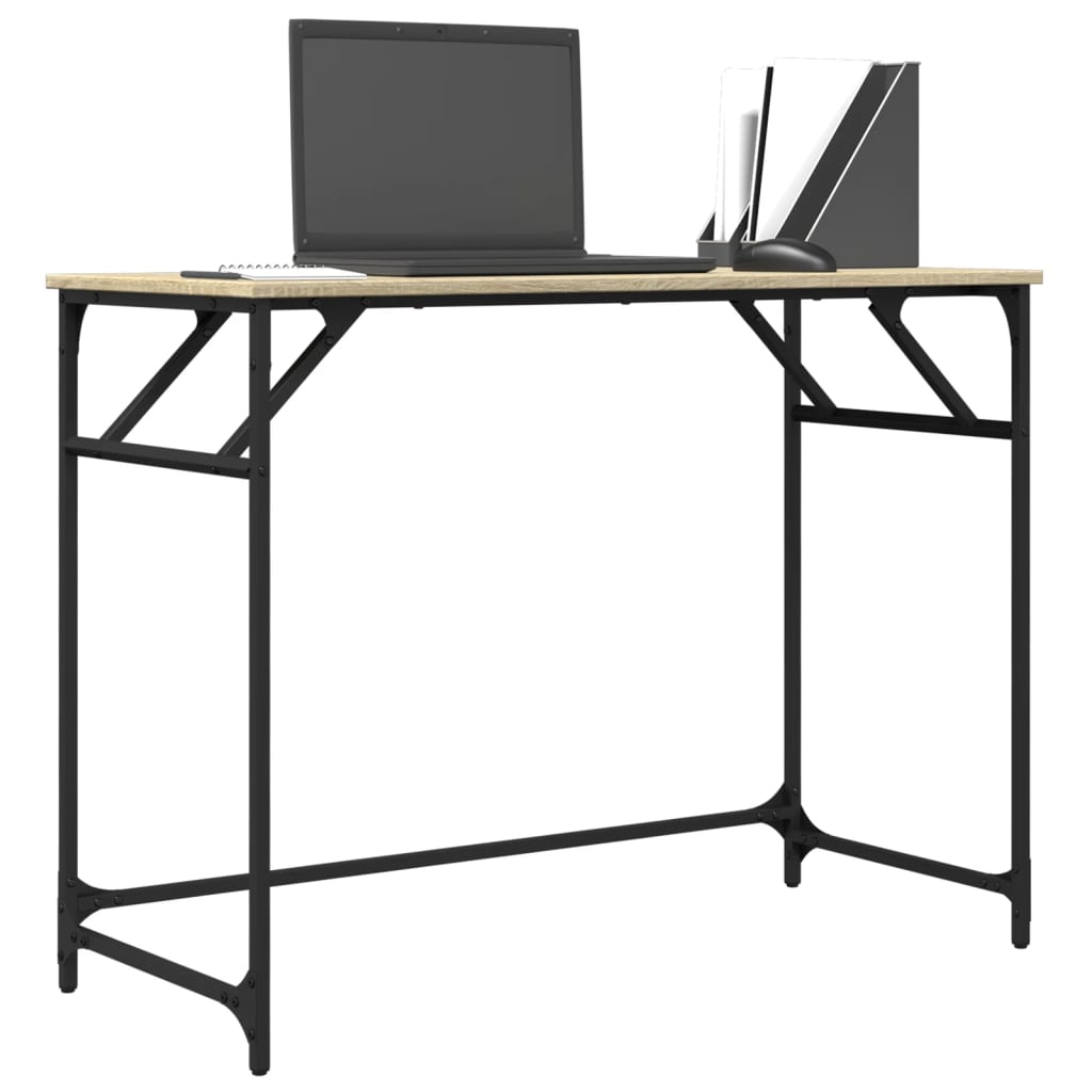 Bureau Chêne Sonoma 100x45x76 cm Bois d'ingénierie et acier thermolaqué