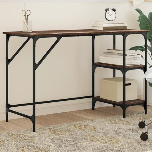 Bureau Chêne Brun 120x50x75 cm Métal et Bois Reconstitué