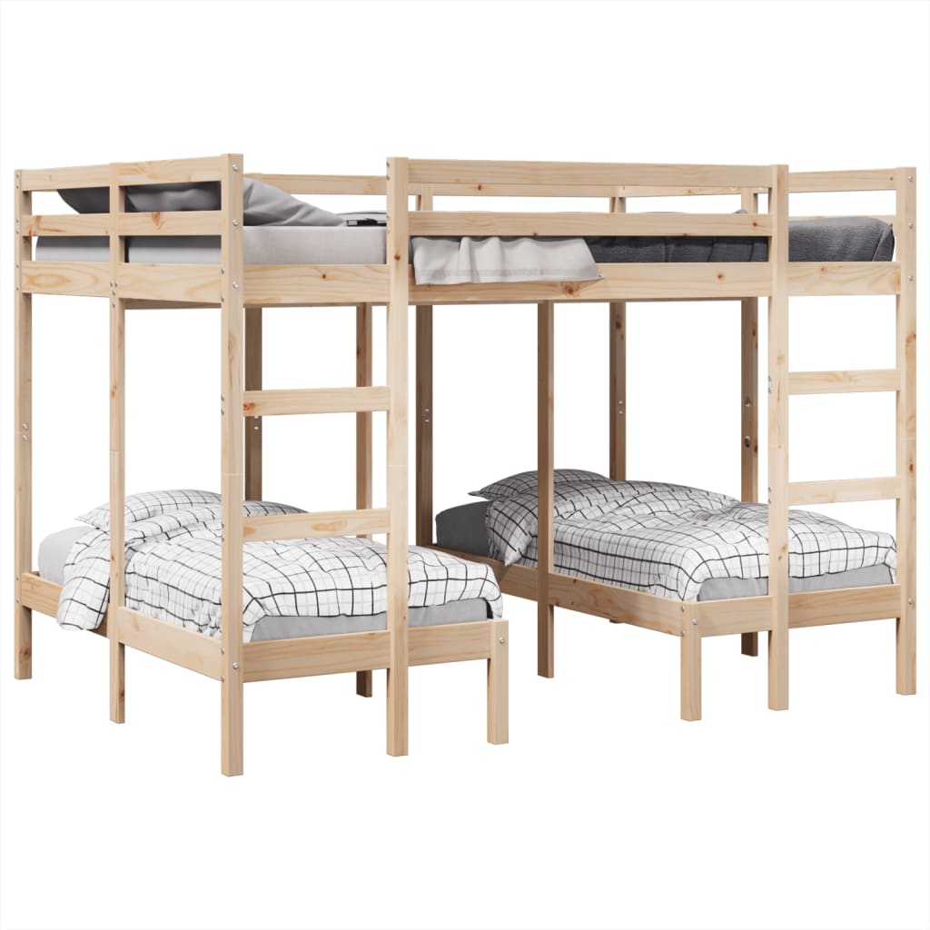 Triple Bunk Bed Frame Solid Wood Pine