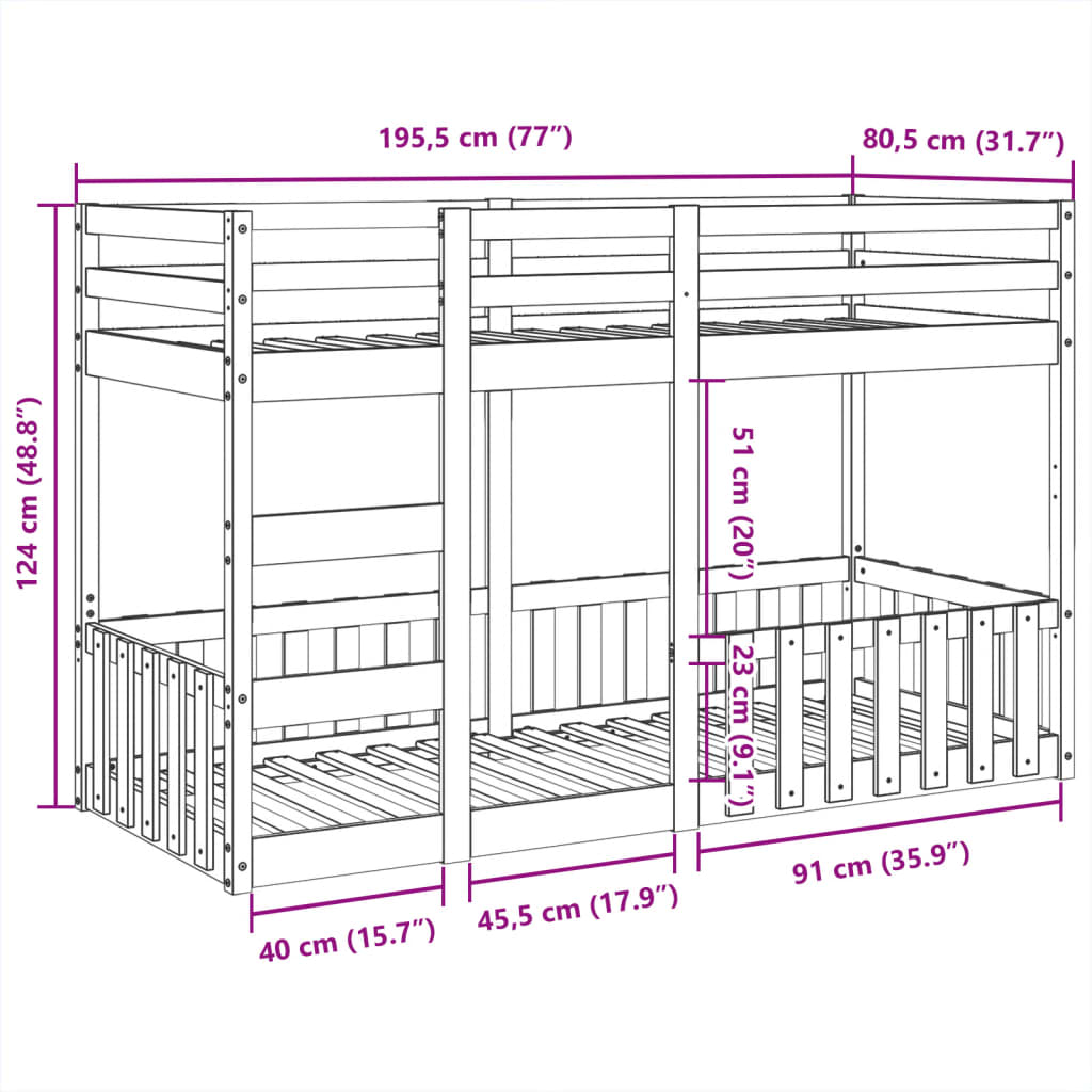 Bunk Bed Solid Wood Pine