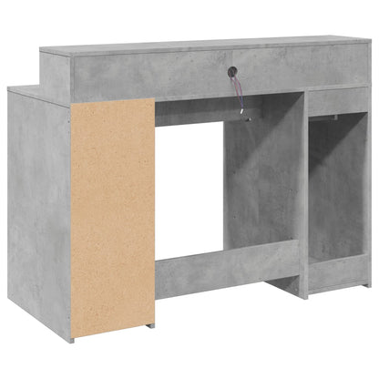 Bureau avec lumières LED Gris béton 120x55x91 cm Bois composite