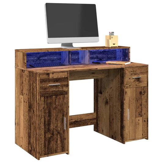 Bureau avec lumières LED Bois ancien 120x55x91 cm Bois d'ingénierie