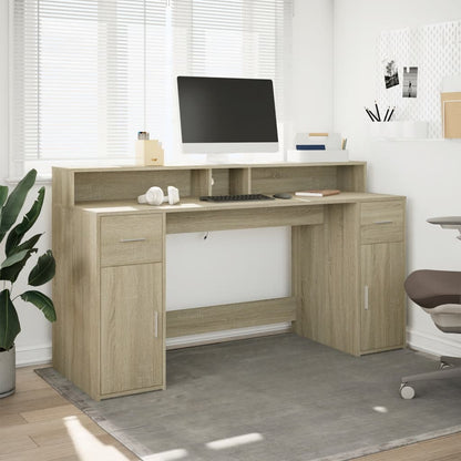 Escritorio con luces LED Roble Sonoma 160x55x91 cm Madera de ingeniería