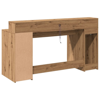 Bureau avec lumières LED Chêne Artisian 160x55x91 cm Bois d'ingénierie