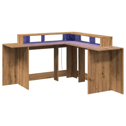 Bureau avec lumières LED Chêne Artisian 152x152x91 cm Bois d'ingénierie