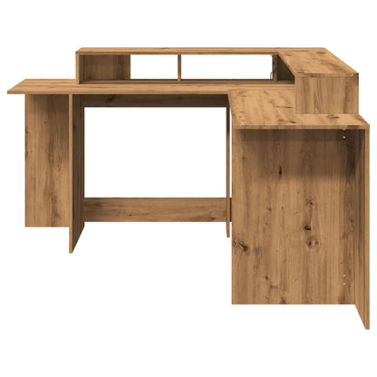 Bureau avec lumières LED Chêne Artisian 152x152x91 cm Bois d'ingénierie