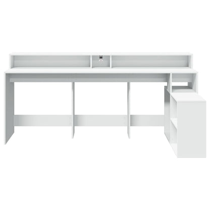 Escritorio con luces LED Blanco 200x104x91 cm Madera Ingeniosa