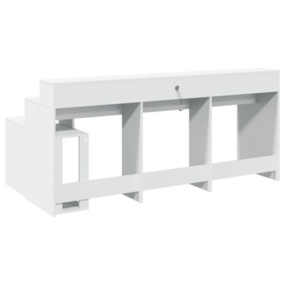 Escritorio con luces LED Blanco 200x104x91 cm Madera Ingeniosa