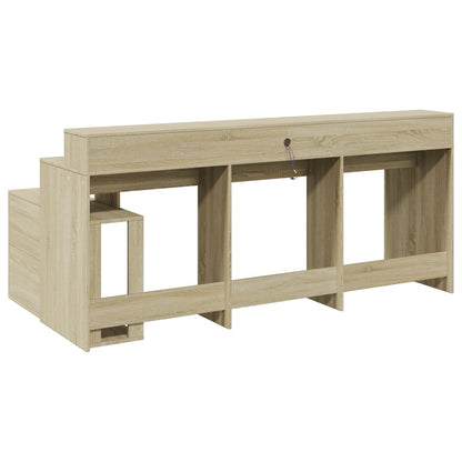 Escritorio con luces LED Roble Sonoma 200x104x91 cm Madera de ingeniería