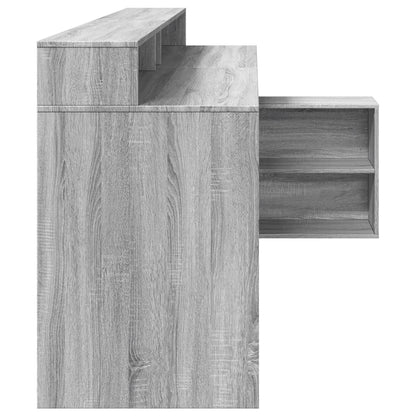 Bureau avec lumières LED Gris Sonoma 200x104x91 cm Bois composite