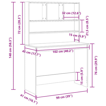 Escritorio con Estantes Roble Artesano 102x45x148 cm Madera Sintética