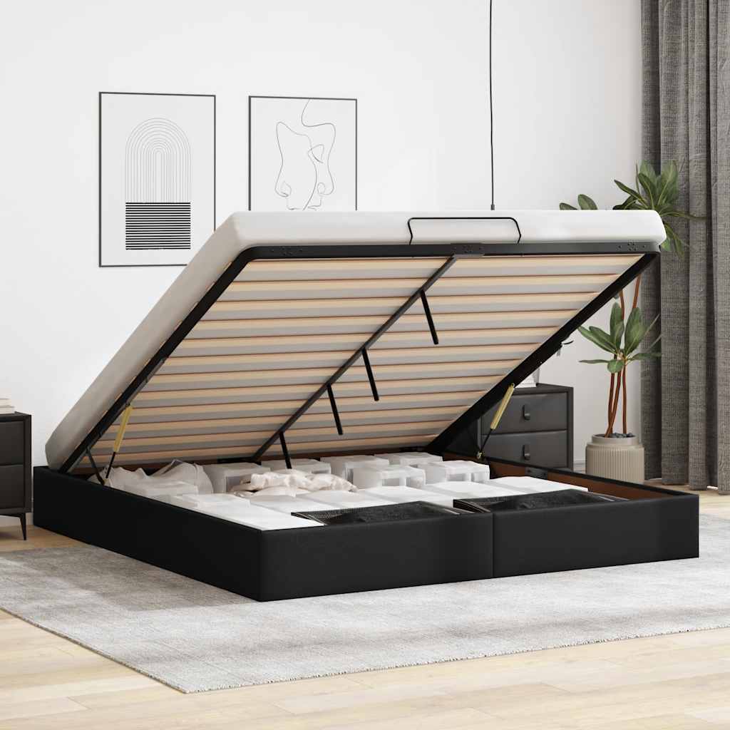Ottoman Bed Frame Without Mattress Super King Faux Leather