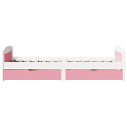 Day Bed With 2 Drawers Without Mattress Irun White&Pink 90X200 Cm