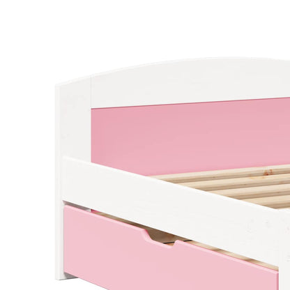 Day Bed With 2 Drawers Without Mattress Irun White&Pink 90X200 Cm
