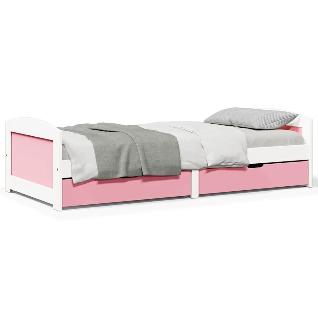 Day Bed With 2 Drawers Without Mattress Irun White&Pink 90X200 Cm