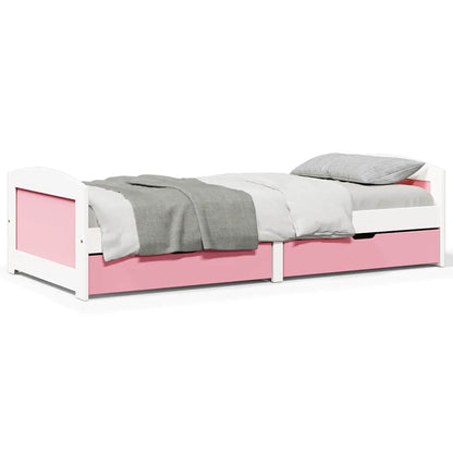 Day Bed With 2 Drawers Without Mattress Irun White&Pink 90X200 Cm